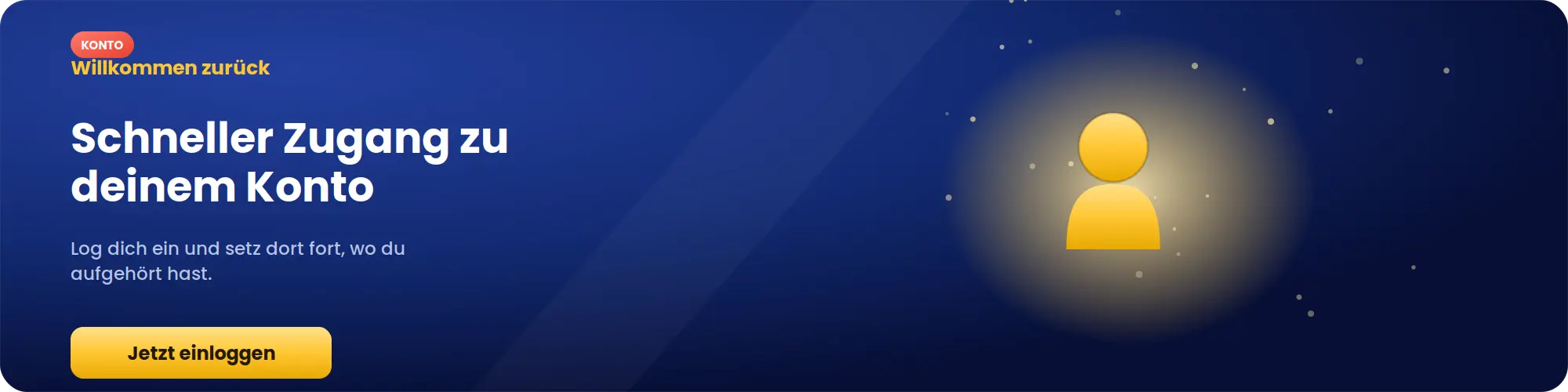Login-Banner für das Jackpoty Konto